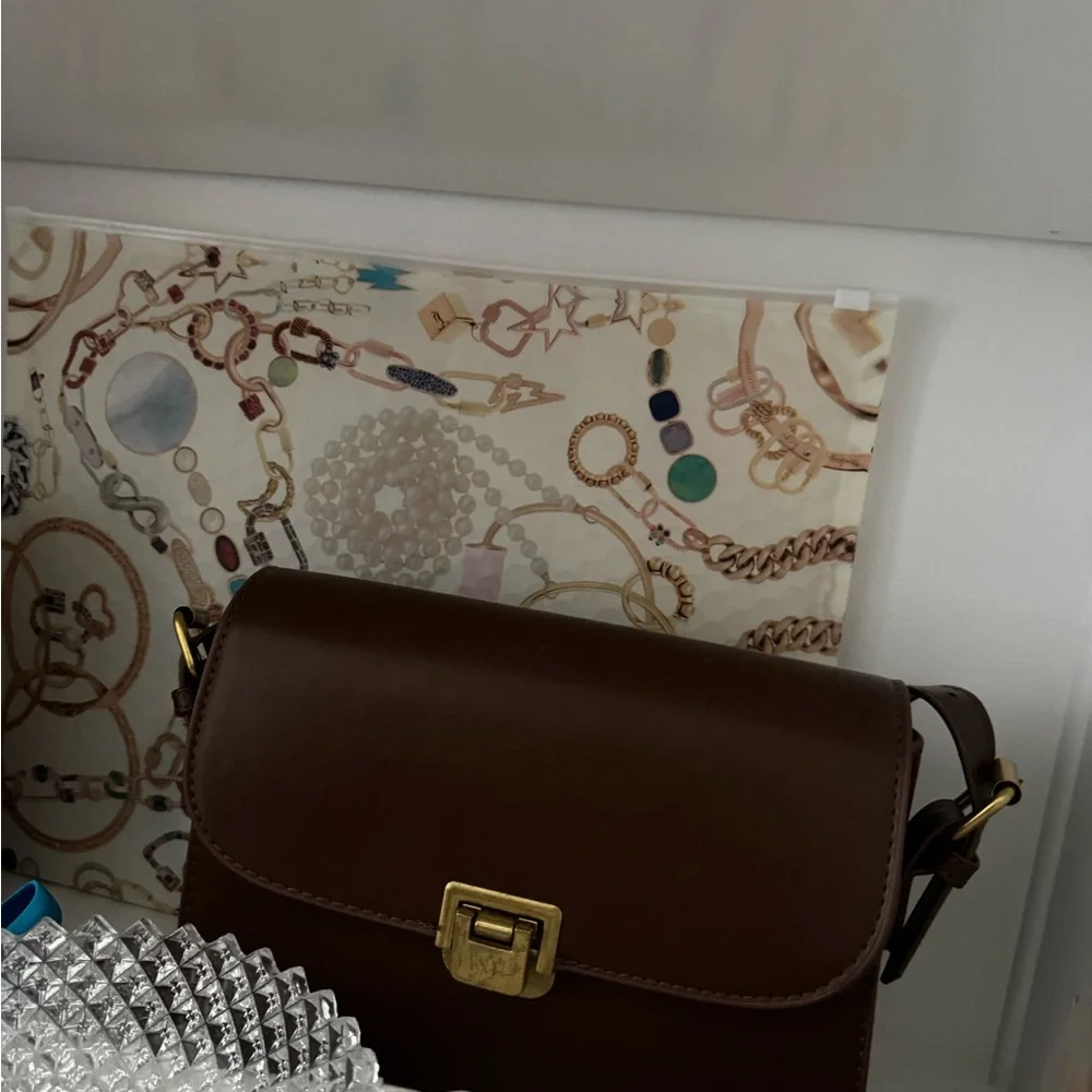 Free People Brown Leather Shoulder Bag with Gold Hardware - Picture 5 of 9